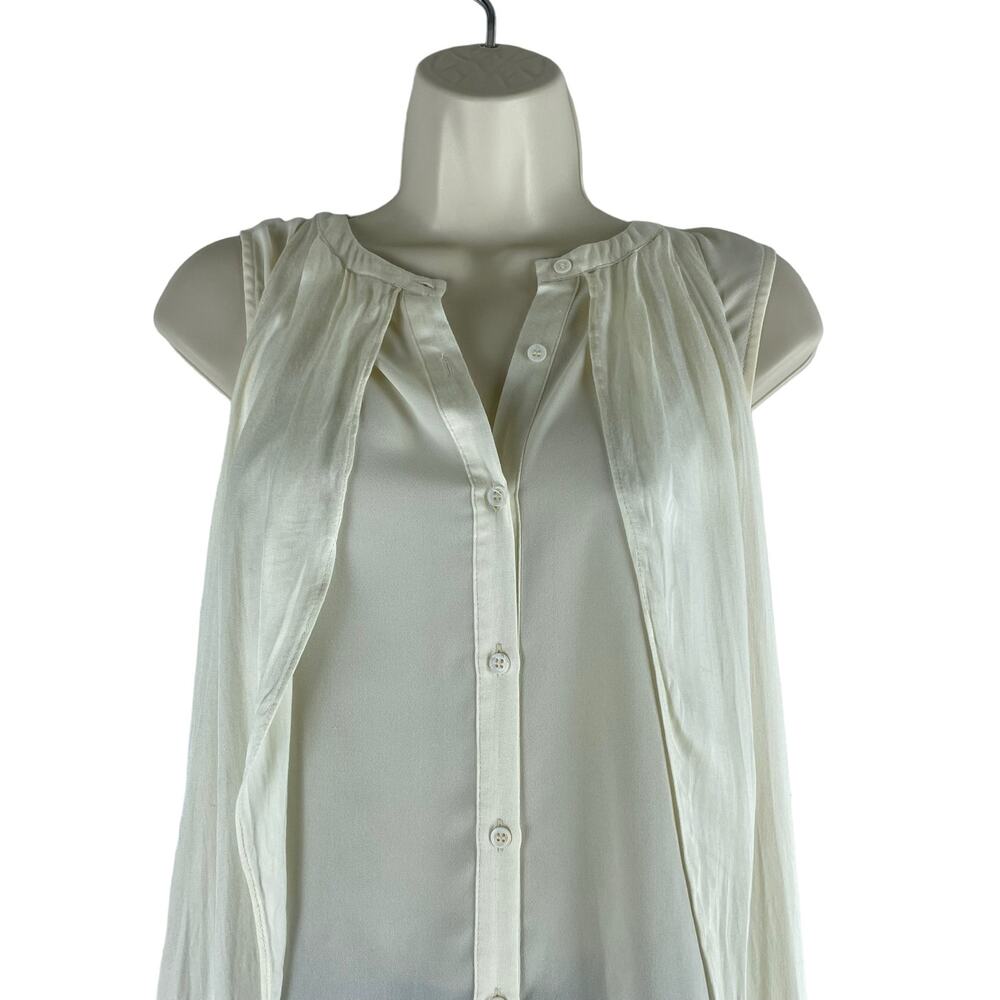 addison Revolve Cascade Hem Button Front Drapey Blouse Ivory Size S - Picture 5 of 10